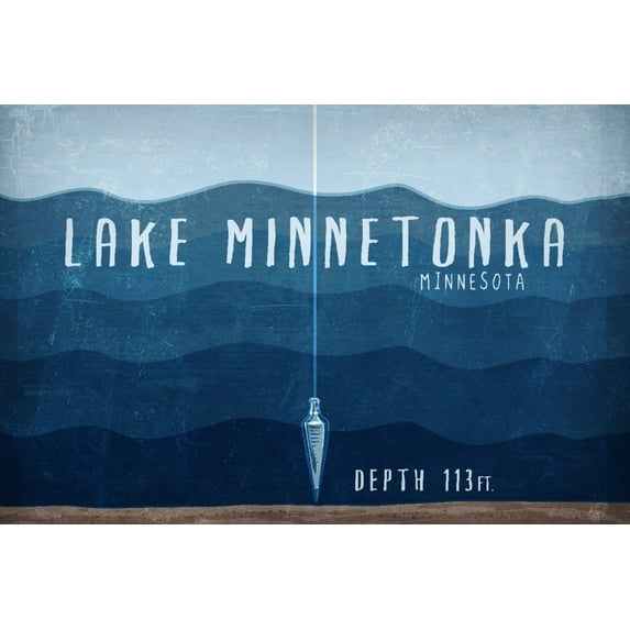 Lake Minnetonka, Minnesota, Lake Essentials, Lake Depth (16x24 Giclee Gallery Art Print, Vivid Textured Wall Decor)