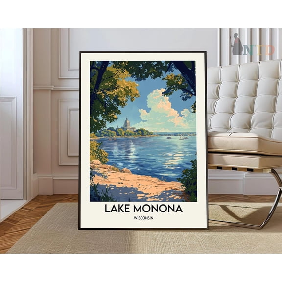Lake Monona Poster, Lake Mononalake Monona Print, Lake Monona Photo, Lake Monona Poster Print, Madison Poster, Madison Wisconsin Wall Art, Modern Wall Decor, 8x12 UNFRAMED