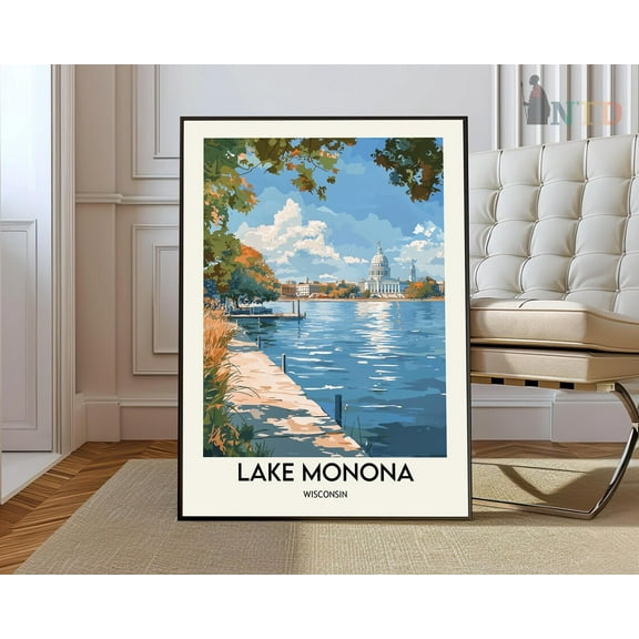 Lake Monona Poster, Lake Mononalake Monona Print, Lake Monona Photo, Lake Monona Poster Print, Madison Poster, Madison Wisconsin Wall Art, Modern Wall Decor, 8x12 UNFRAMED