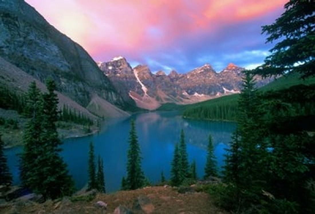 Lake Moraine at Dawn Banff National Park Alberta Canada Canvas Art - Rob Tilley DanitaDelimont (36 x 24)