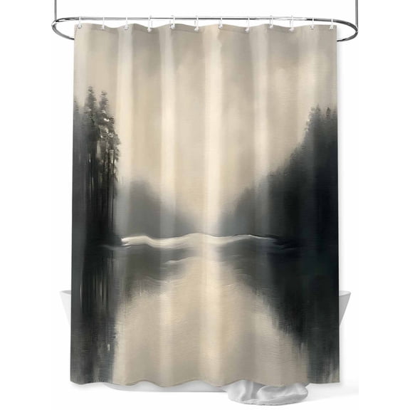 Lake Mountain Shower Curtain Set ,Waterproof Fabric Shower Curtains Landscape Nature Shower Curtains for Bathroom,Bathroom Decor 72"x72"