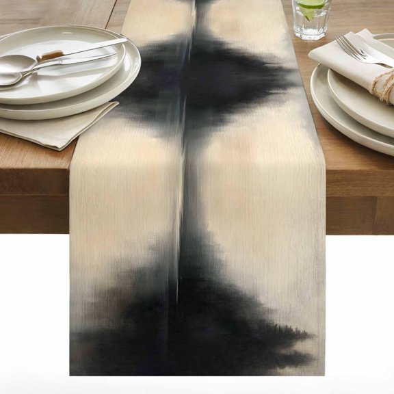 Lake Mountain Table Runner 13x48 inch Landscape Nature Forest Cotton Linen Dining Table Runner Ideal for Dresser Kitchen Coffee Tables - Machine Washable