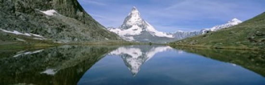 Lake Mountains Matterhorn Zermatt Switzerland Canvas Art - Panoramic Images (18 x 6)