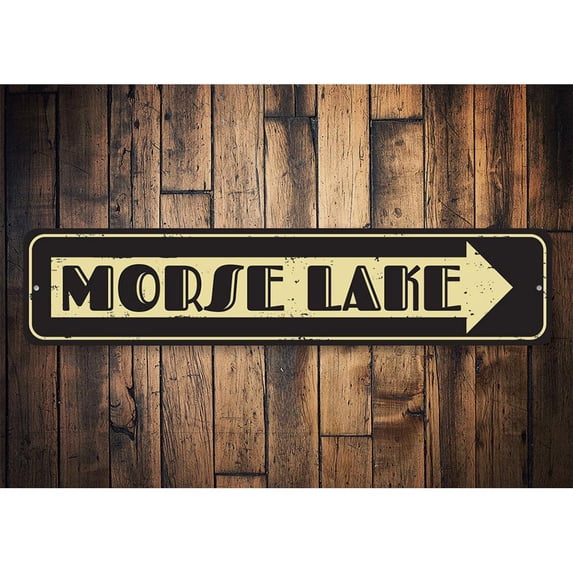 Lake Name Arrow Novelty Decor, Metal Wall Sign - 4x18 Inches