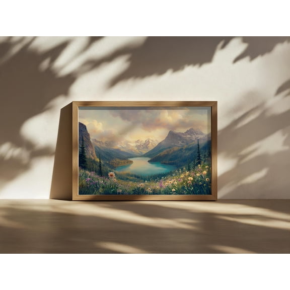 Lake O'hara Yoho National Park Canada Spring Wildflower Mountain Forest Golden Hour Poster , Poster Print Only