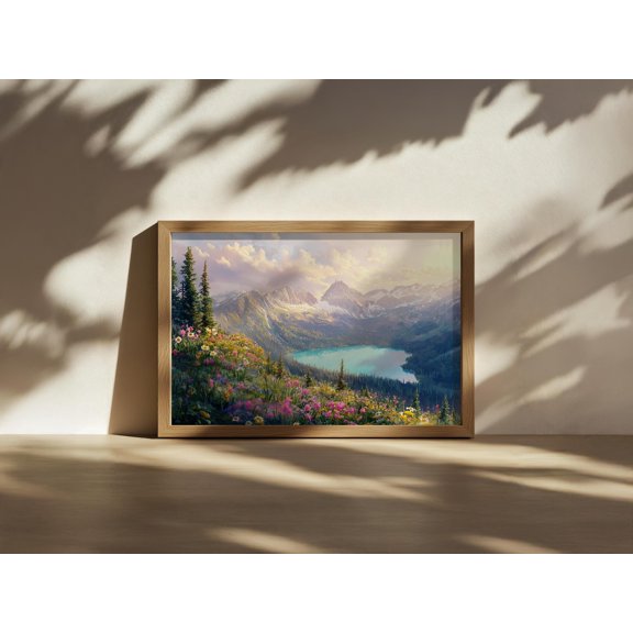 Lake O'hara Yoho National Park Canada Spring Wildflower Rocky Mountain Forest Sunrise Poster , Poster Print Only