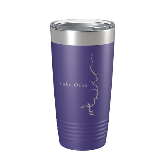 Lake Oahe Map Tumbler Travel Mug Insulated Laser Engraved Coffee Cup South Dakota 20 oz Purple