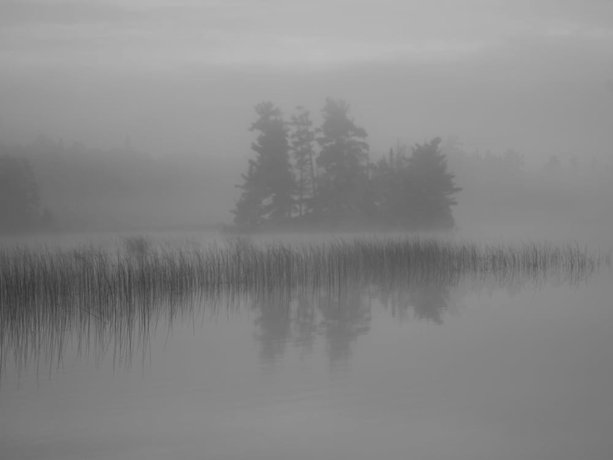Lake Of The Woods Ontario Canada Mist Rises Over Lake Canvas Art - Keith Levit Design Pics (38 x 28)