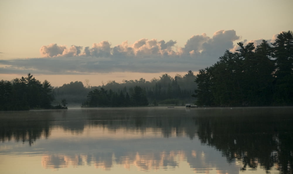 Lake Of The Woods Ontario Canada View Across Lake At Sunrise Canvas Art - Keith Levit Design Pics (19 x 11)
