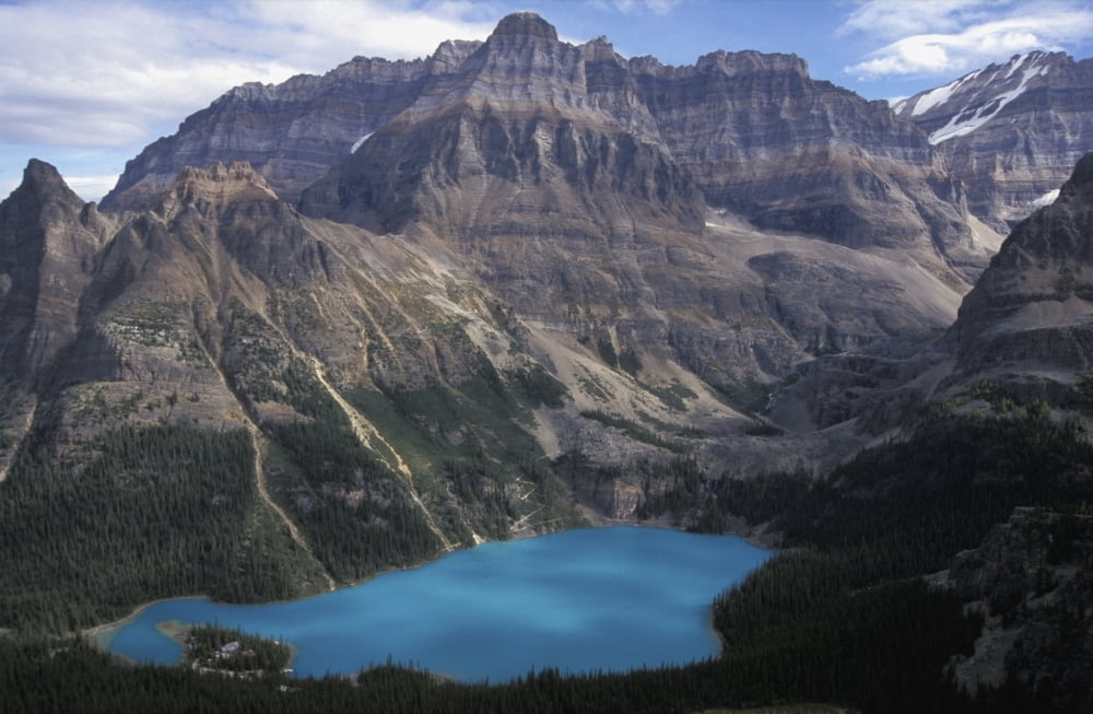 Lake Ohara In Canadian Rockies Canvas Art - Heather Elton Design Pics (34 x 22)