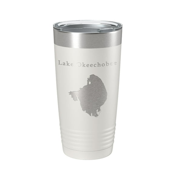 Lake Okeechobee Map Tumbler Travel Mug Insulated Laser Engraved Coffee Cup Florida 20 oz White