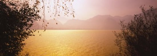 Lake On The Mountainside Mondsee Salzburg Austria Canvas Art - Panoramic Images (36 x 13)