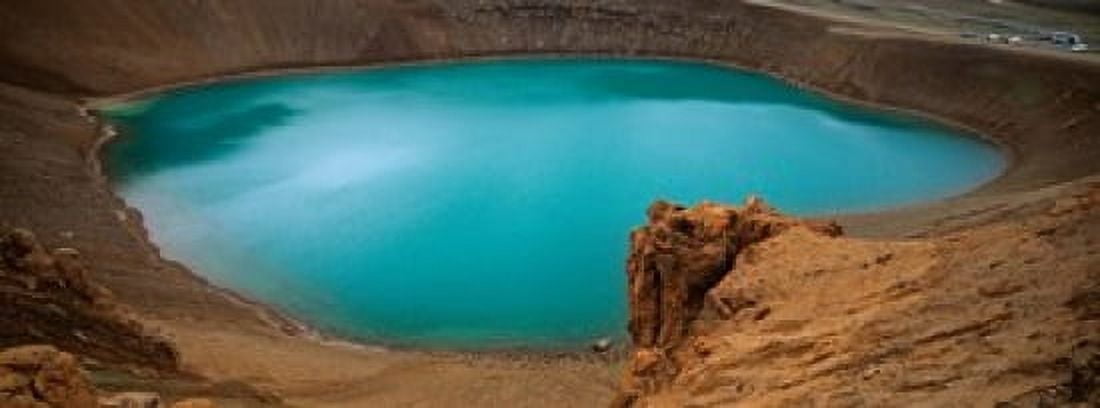 Lake On The Volcano Blue Lake Viti Crater Iceland Canvas Art - Panoramic Images (18 x 7)