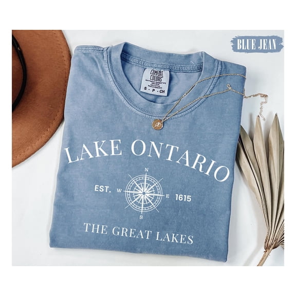 Lake Ontario EST 1615 Shirt, Vintage Lake Ontario Graphic Tee, Retro Great Lakes T-Shirt, Outdoor Adventure Travel Shirt, Lake Lover Gift