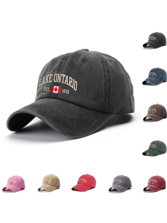 Lake Ontario Embroidered Hat Unisex Baseball Cap Adjustable Strap Cotton Dad Hat Casual Great Lakes Inspired Outdoor Headwear For Men Women