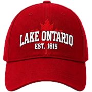 Lake Ontario Forever Heritage Embroidered Cap, 100% Cotton Adjustable Dad Hat with Maple Leaf and Canadian Flag Detail for Everyday Wear and Lake Trips
