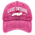 thumbnail image 1 of Lake Ontario Great Lakes Vintage Map Washed Baseball Cap, Nautical Graphic Adjustable Cotton-Blend Hat, 1 of 6