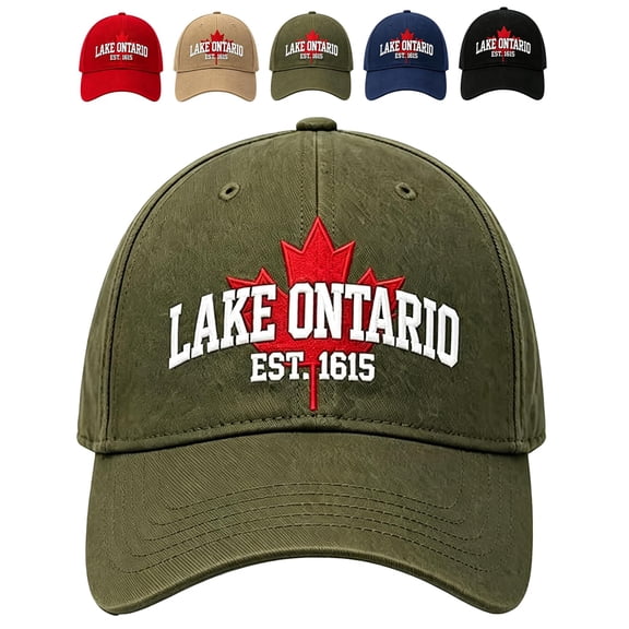 Lake Ontario Hat Men Embroidered Cap, Maple Leaf Embroidered Baseball Hat, Adjustable Heritage Casual Cap