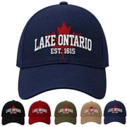 Lake Ontario Hat Men Embroidered Cap with Maple Leaf Adjustable Metal Buckle Closure