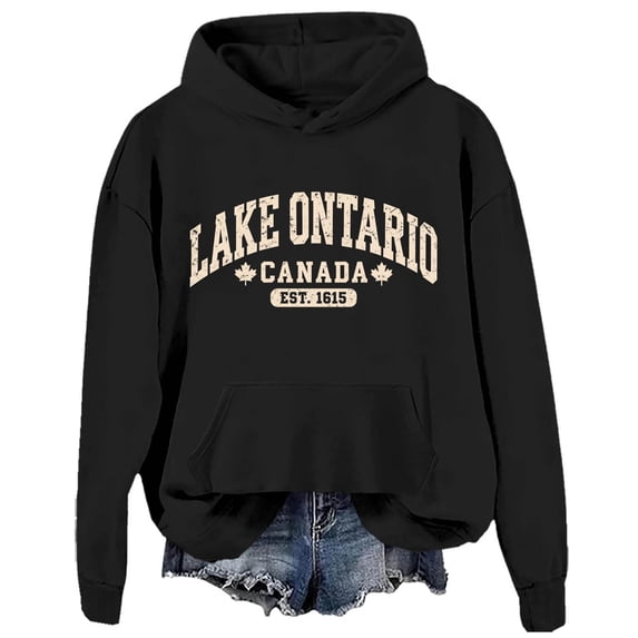 Lake Ontario Hoodies Sweatshirts for Men Casual Hooded Sweatshirt - Long Sleeve Pullover Soft Daily Wear Top