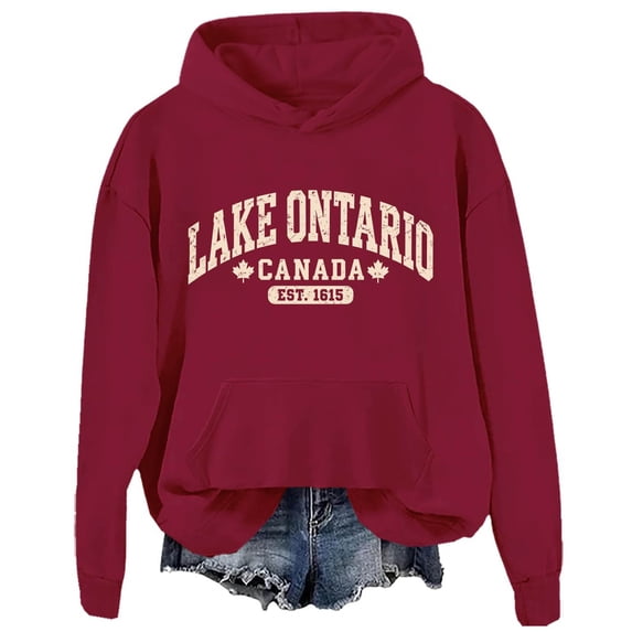 Lake Ontario Hoodies Sweatshirts for Men Casual Hooded Sweatshirt - Long Sleeve Pullover Soft Daily Wear Top