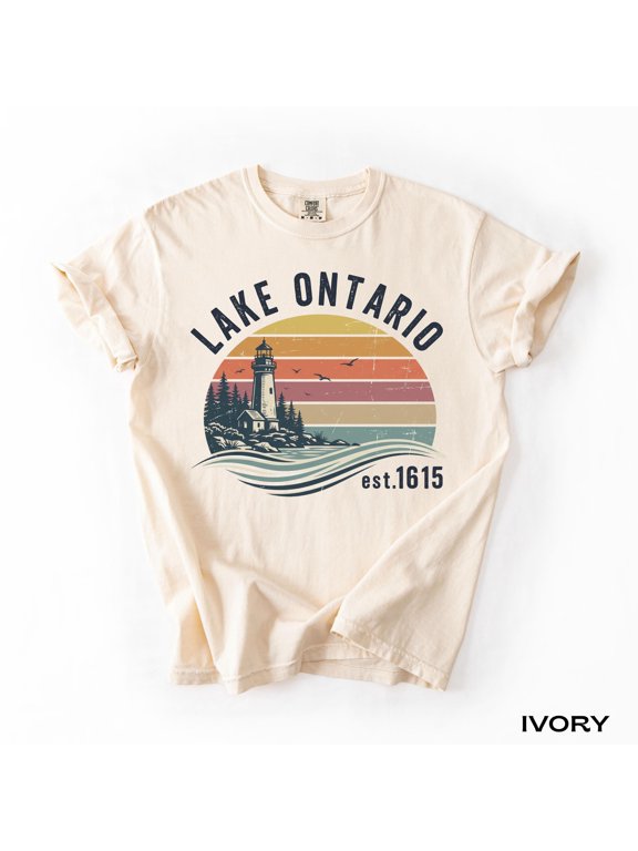 Lake Ontario Lighthouse T-shirt Lake Ontario Vintage Tee Ivory Great Lakes Vacation Shirt Lighthouse Graphic Top