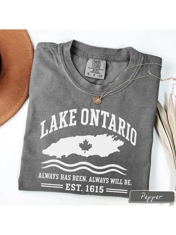 Lake Ontario Map T-shirt Lake Ontario Apparel Great Lakes Shirt Blue Jean Canadian Maple Leaf Tee Travel Destination Tee