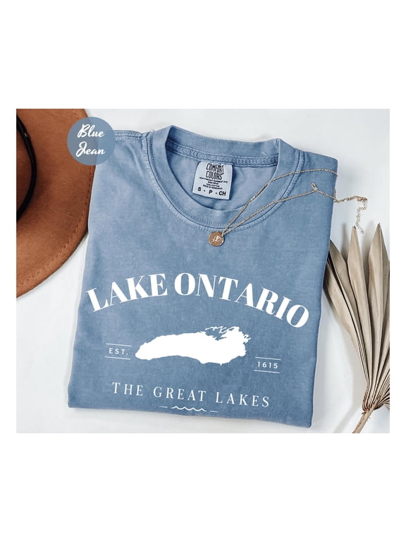 Lake Ontario Map T-shirt Lake Ontario Graphic Tee Great Lakes Apparel Travel Souvenir Tee Nautical Theme Top