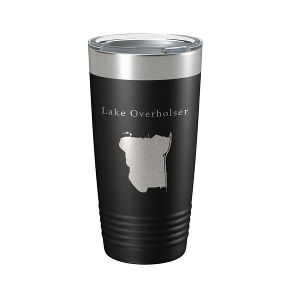 Lake Overholser Map Tumbler Travel Mug Insulated Laser Engraved Coffee Cup Oklahoma 20 oz Black