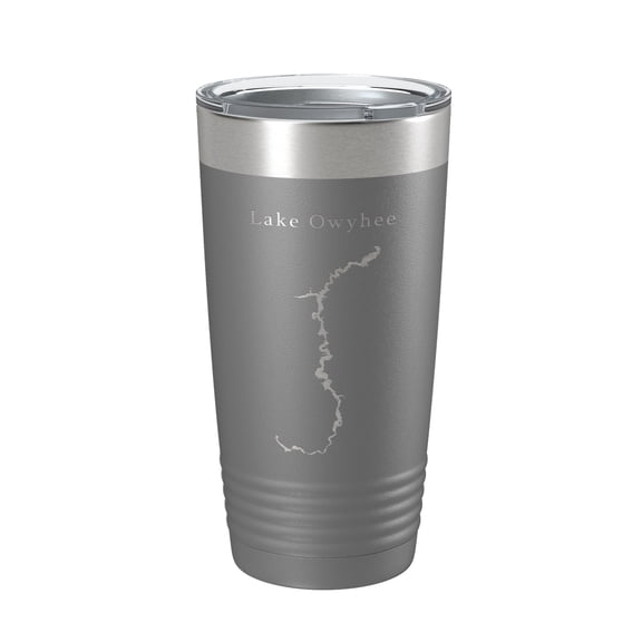 Lake Owyhee Map Tumbler Travel Mug Insulated Laser Engraved Coffee Cup Oregon 20 oz Dark Gray