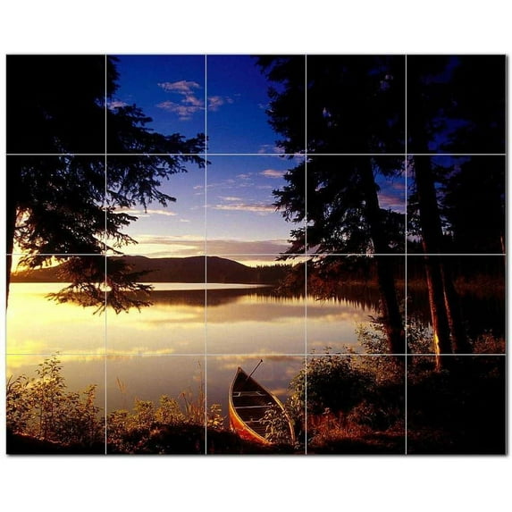 Lake Photo Ceramic Tile Mural Kitchen Backsplash Bathroom Shower, 405321-M54