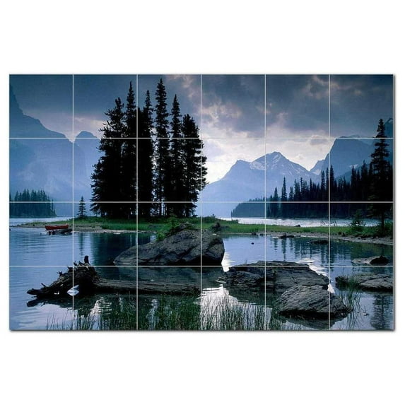 Lake Picture Ceramic Tile Mural Kitchen Backsplash Bathroom Shower, 405340-S64
