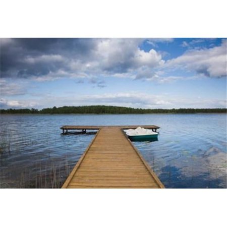 Lake & Pier Grutas Southern Lithuania Lithuania Poster Print by Walter Bibikow - 35 x 23 in.