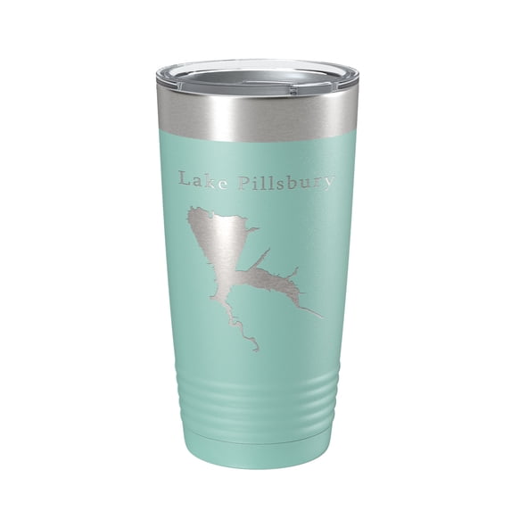 Lake Pillsbury Map Tumbler Travel Mug Insulated Laser Engraved Coffee Cup California 20 oz Teal