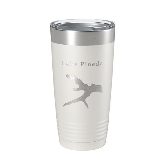 Lake Pineda Map Tumbler Travel Mug Insulated Laser Engraved Coffee Cup Hot Springs Village Arkansas 20 oz White