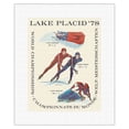 thumbnail image 1 of Lake Placid - 1978 World Championships - World Sprint & Bobsledding - Vintage Travel Poster by Arti Torrance c.1978 - Fine Art Rolled Canvas Print 11in x 14in, 1 of 4