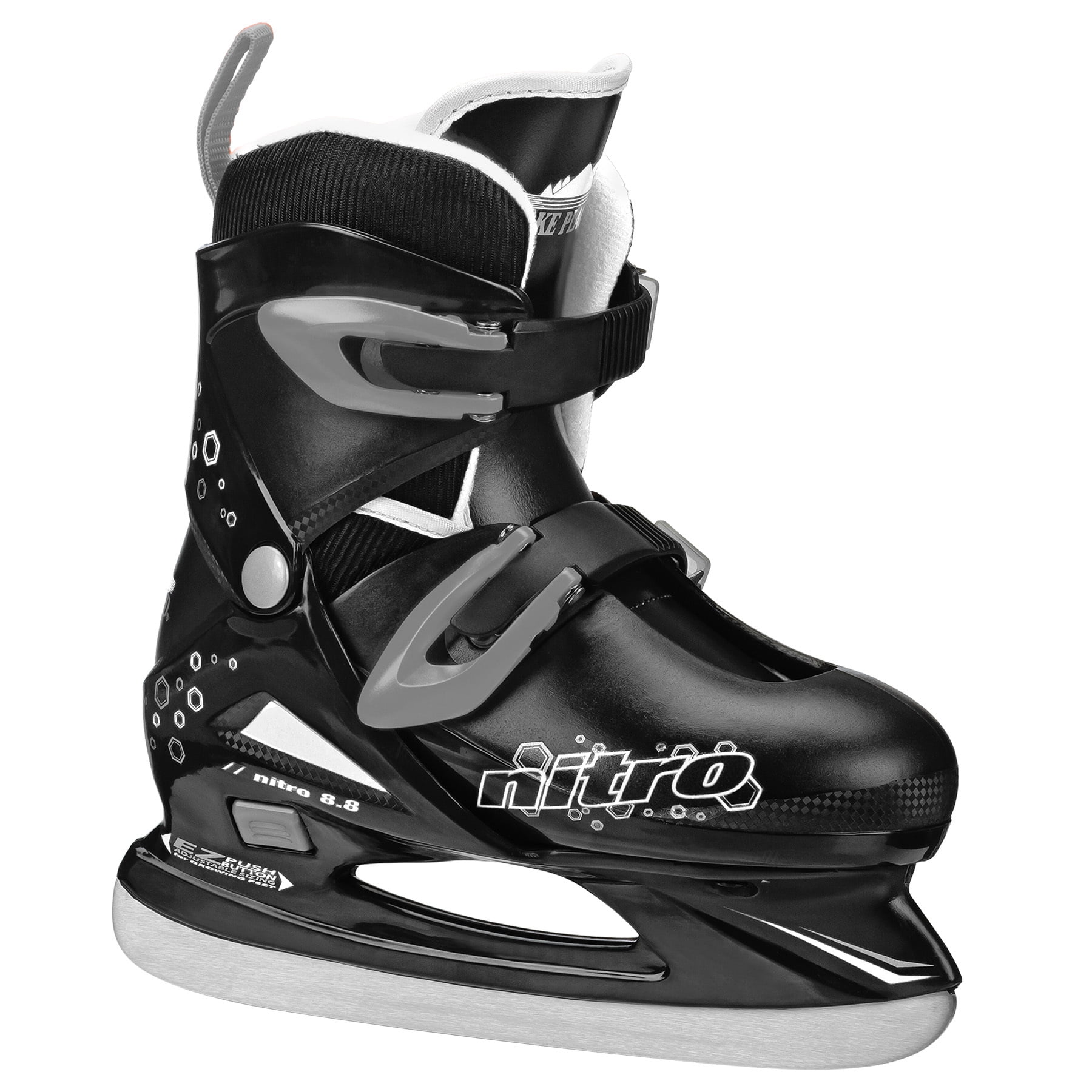 Lake Placid Adjustable Nitro 8.8 Male Ice Skates, Gray/Black, Small (11-1)