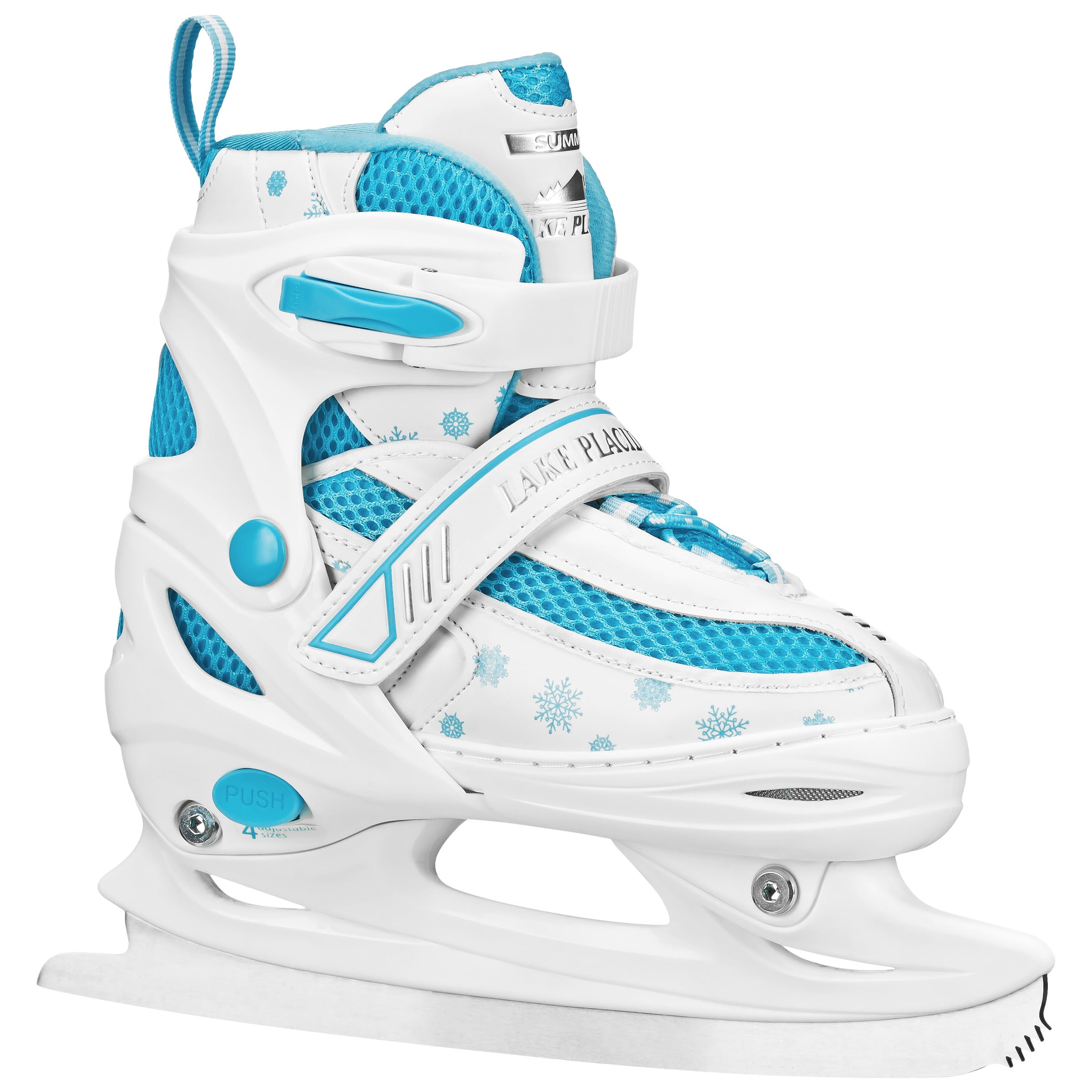 Lake Placid Summit Girl's Adjustable Ice Skate White/Blue Large (5-8)
