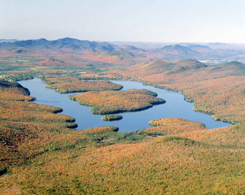 Lake Placid in Autumn Adirondack New York Canvas Art - Panoramic Images (29 x 36)