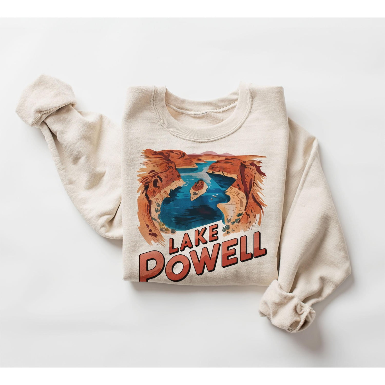 Meat Graphucs Lake Powell Canyon and Lake Graphic Crewneck Sweatshirt, Unisex Classic ...