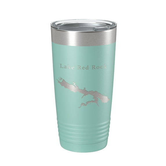 Lake Red Rock Map Tumbler Travel Mug Insulated Laser Engraved Coffee Cup Iowa 20 oz Teal