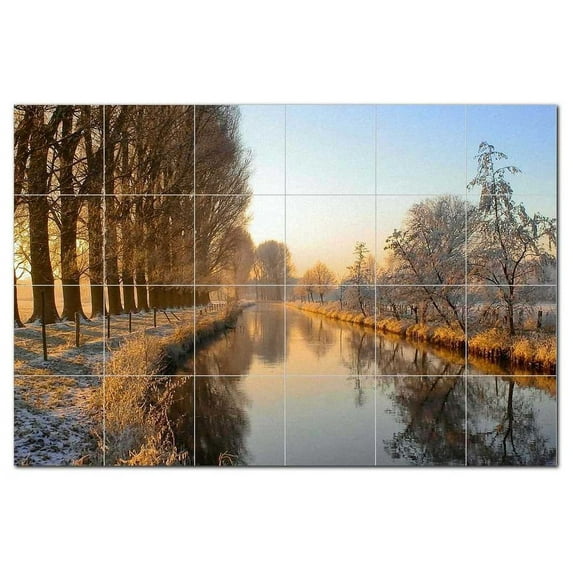 Lake River Ceramic Tile Mural Kitchen Backsplash Bathroom Shower, 405373-XL64
