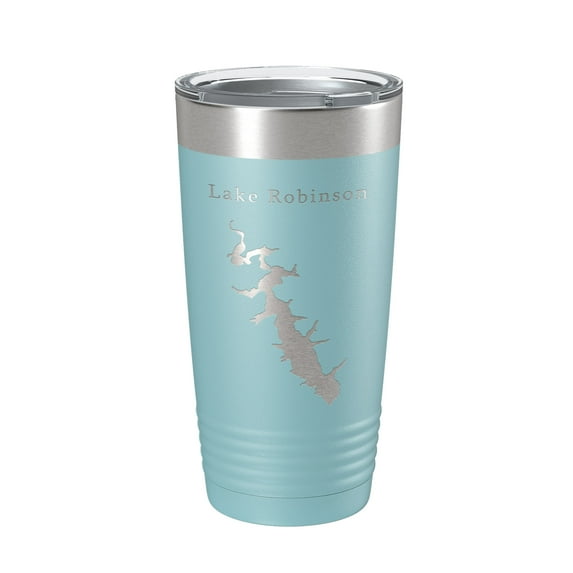 Lake Robinson Map Tumbler Travel Mug Insulated Laser Engraved Coffee Cup South Carolina 20 oz Light Blue