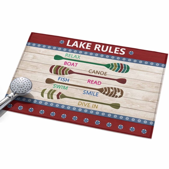 Lake Rules Area Rugs 2x3ft Summer Quant Star Stripes Wood Grain Farmhouse Floor Rug&nbsp;Non Slip Low Pile Ultra Soft Throw Carpet for Entryway Indoor Entrance Kitchen Bathroom