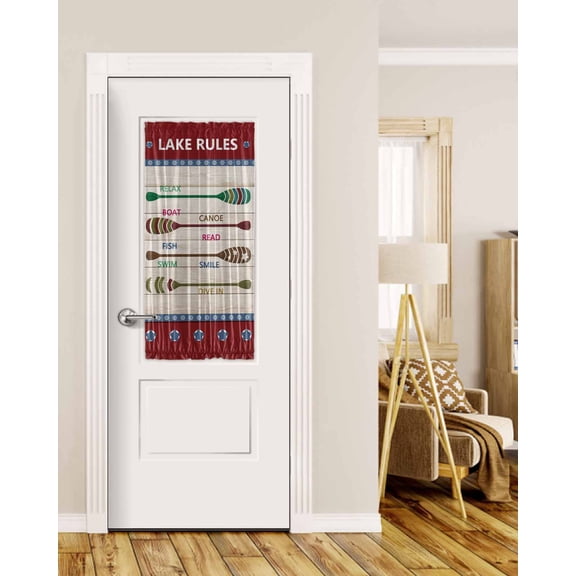 Lake Rules Blackout Door Curtains for French, Glass,Front, Back, Patio Door, Red Green Brown Paddle Striped Rudder Wooden Thermal Insulated Rod Pocket Window Curtain Drapes With Tiebacks 25"x40"