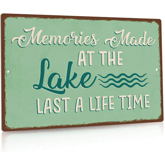 Lake Rules Decor, Country Lake House Decor for Farmhouse, Cabin, Beach, Bar, 12x8 Inches Aluminum Metal Wall Sign - Go Boating