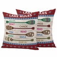 thumbnail image 1 of Lake Rules Outdoor Waterproof Pillow Covers, Red Green Brown Paddle Striped Rudder Wooden Decorative Square Throw Pillowcase Sofa Cushion Sham for Patio/Couch/Chair, 24"x24" 2 Pack, 1 of 8