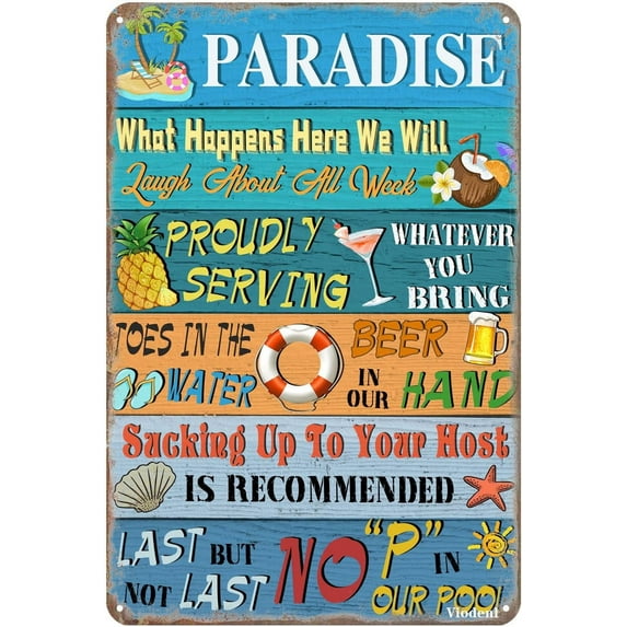 Lake Rules Tin Sign Cave Pool Country Lake House Farmhouse Cabin Beach Bar Wall Decor Sign 12x8 Inches