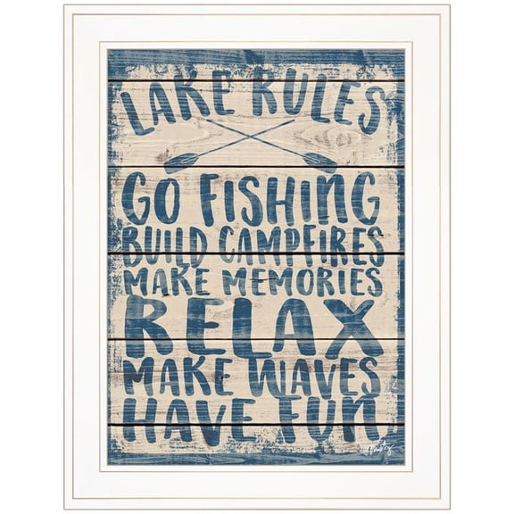 Lake Rules by Misty Michelle Printed Framed Wall Art Wood Multi-Color