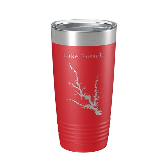 Lake Russell Map Tumbler Travel Mug Insulated Laser Engraved Coffee Cup Richard B. Georgia South Carolina 20 oz Red